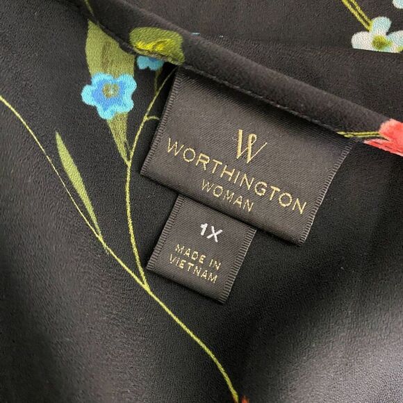 Worthington Blouse Plus Size 1X Floral Print - Picture 5 of 5